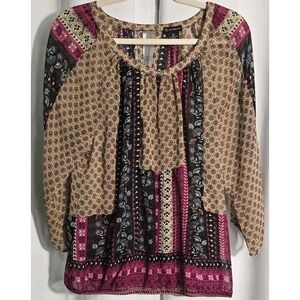 New Direction Sz Medium Lightweight Sheer Boho Bohemian‎ Shirt Top